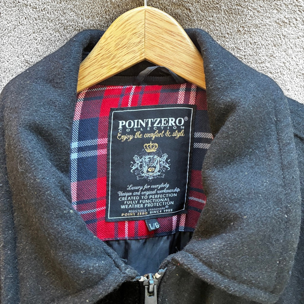 Point Zero Men’s Black Wool Blend Coat Bomber Timeless Classic Winter Warm Layer - Picture 4 of 16
